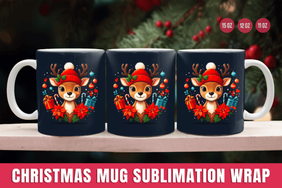 3D Christmas Mug Wrap: Festive Illustrations