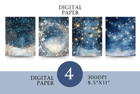 Blue Christmas Digital Paper JPG: Festive Illustrations