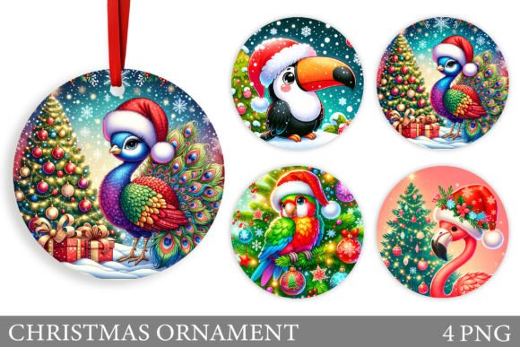 Christmas Birds Ornament: Festive Illustrations