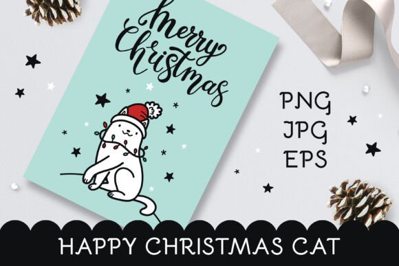 Christmas Card Cute Cat Illustrations Review