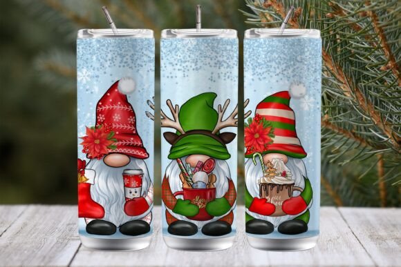 Christmas Gnome Tumbler Wrap: Festive Illustrations