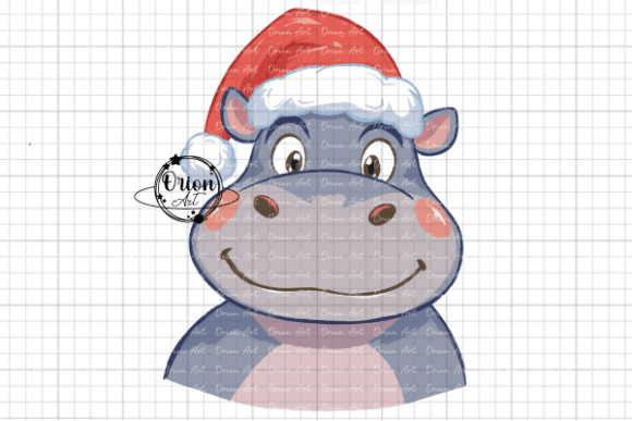 Christmas Hippopotamus Clipart PNG & Illustrations