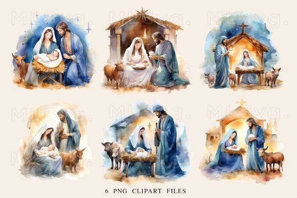 Christmas Nativity Scene Clipart Bundle: Illustrations