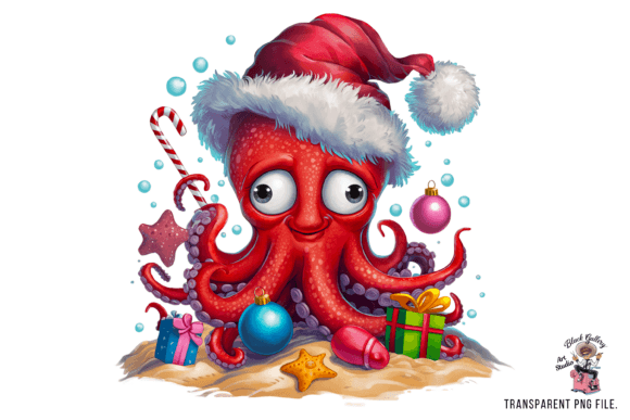 Christmas Octopus PNG: Festive Illustrations