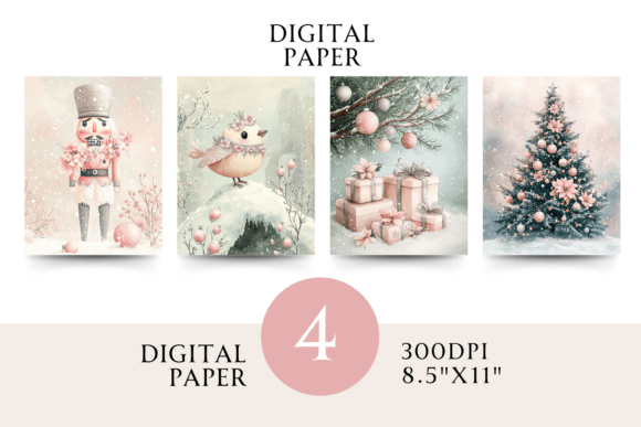 Christmas Pastel Pink Paper: Soft Illustrations for Modern Holiday Branding