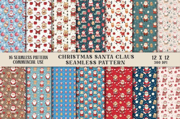Christmas Santa Claus Seamless Pattern Illustrations