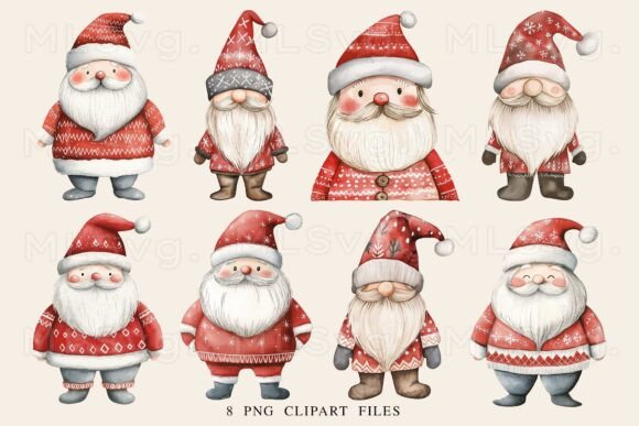 Christmas Santa PNG Bundle: Festive Illustrations