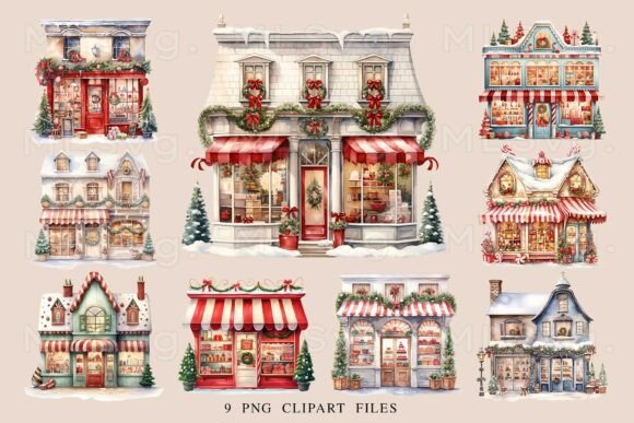 Christmas Shop Clipart: Festive Illustrations