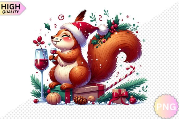 Christmas Squirrel Clipart: Festive Illustrations