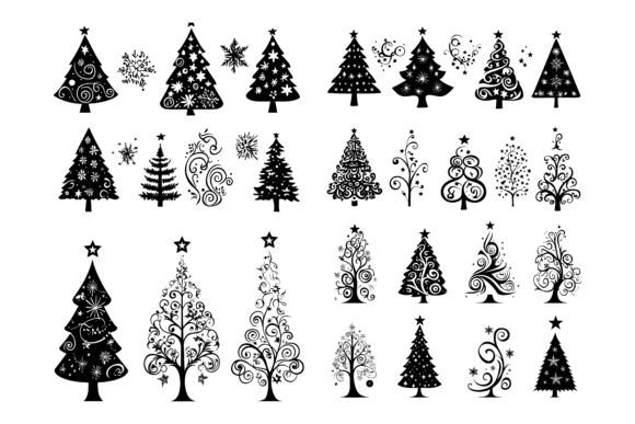 Christmas Tree Vector Silhouettes: Sharp Illustrations