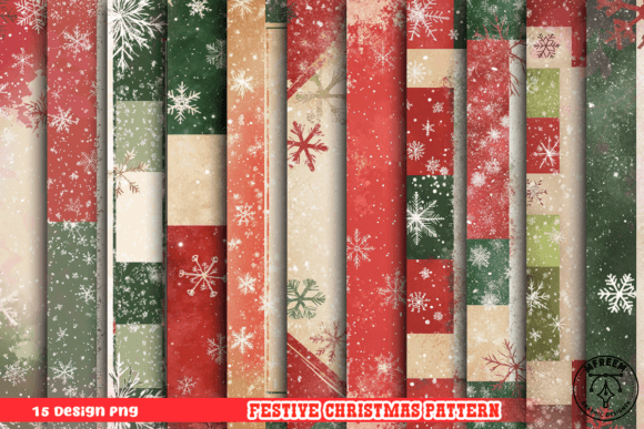 Festive Christmas Pattern Clipart PNG: Illustrations