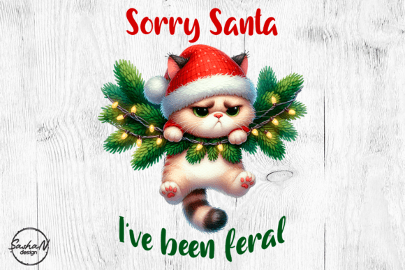 Funny Christmas Cat Png: Festive Illustrations