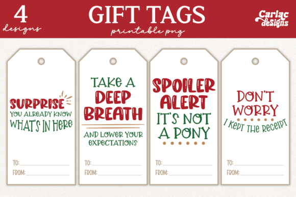 Funny Christmas Gift Tags: Bold Illustrations