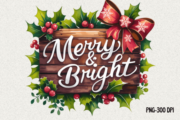 Merry Bright Sign: Festive Illustrations for Branding