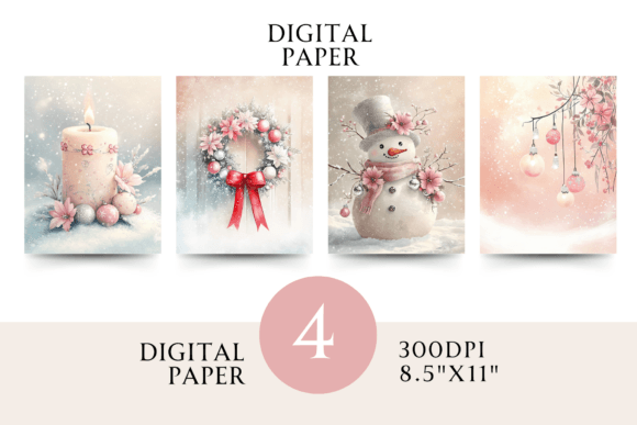 Pastel Pink Christmas Digital Paper JPG Review