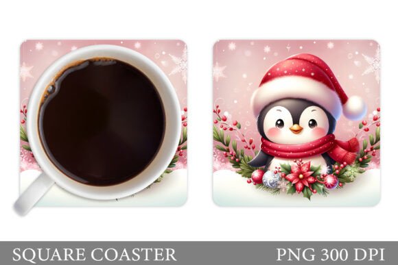 Penguin Coaster: Festive Illustrations
