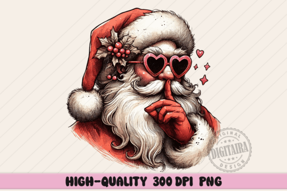 Retro Santa PNG for Holiday Illustrations