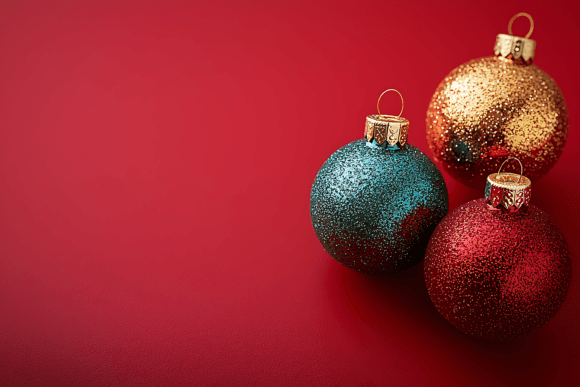 Review: Christmas Ornaments on Red Background Design