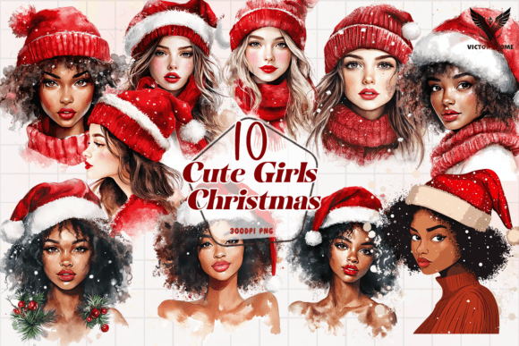 Reviewing Cute Girls Christmas Clipart PNG for Embroidery