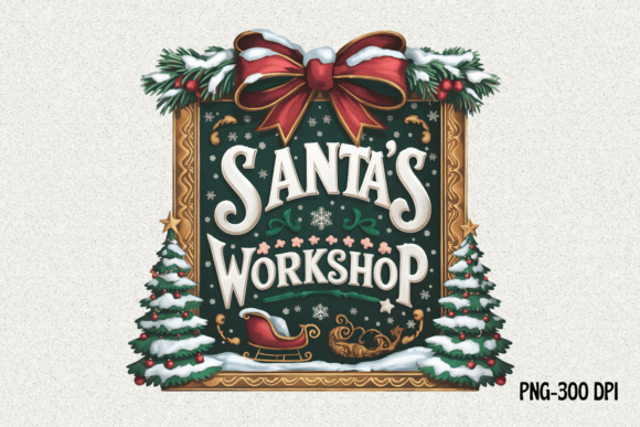 Santa s Workshop Sign: Festive Illustrations