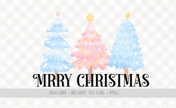 Watercolor Christmas Trees PNG Clipart & Illustrations